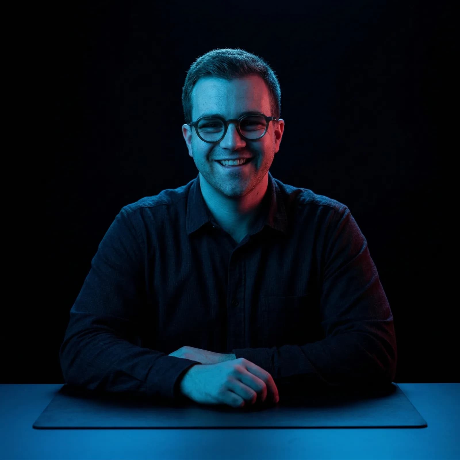 Florian Zurheiden am Tisch, Porträt